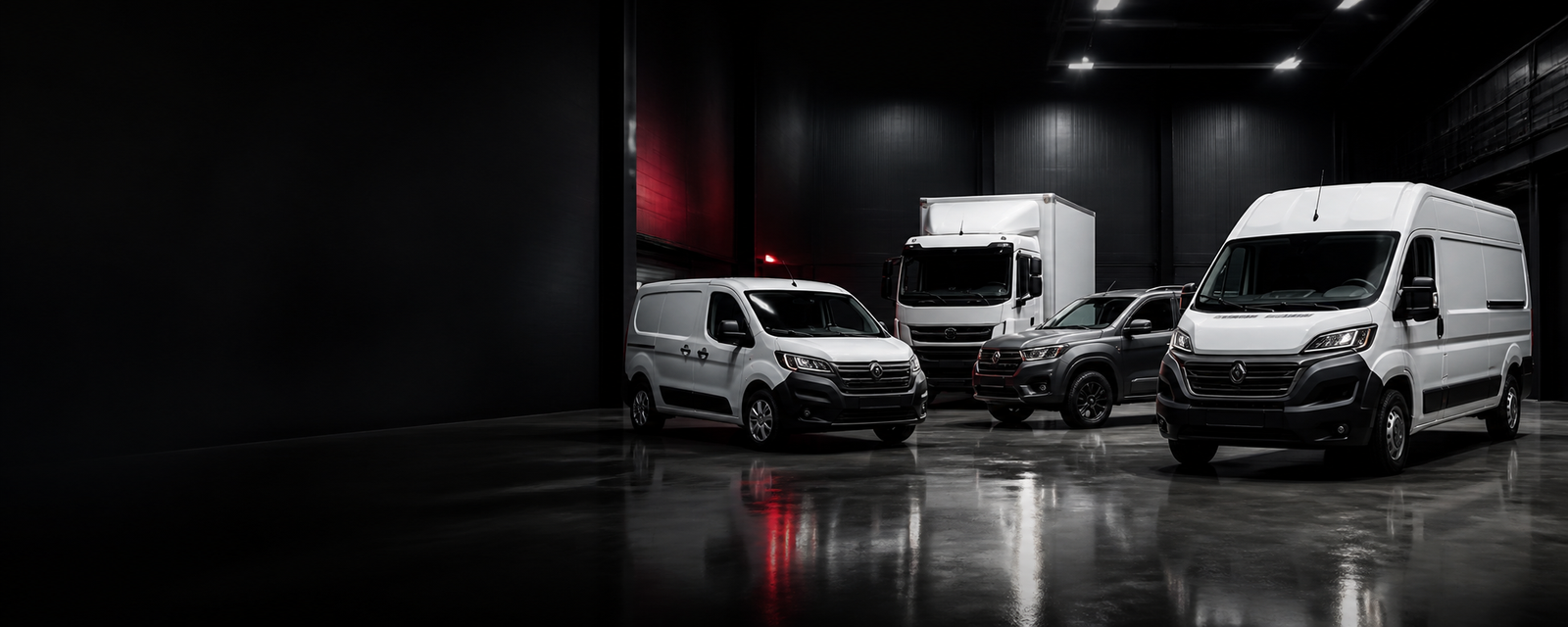 Frota empresarial em uma garagem automotiva
