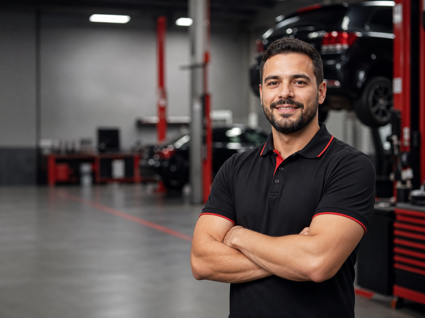 Especialista mecânico da HJ Serviços Automotivos em oficina moderna